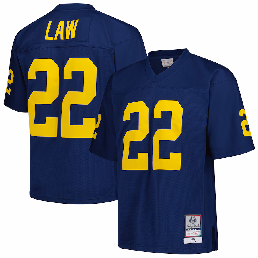 Men's Mitchell & Ness Ty Law Navy Michigan Wolverines 1994 Legacy Jersey - Puhuasuan