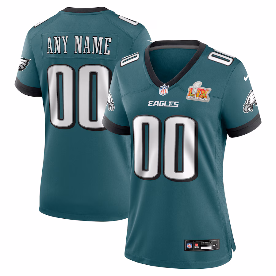 Women's Philadelphia Eagles  Nike Midnight Green Super Bowl LIX Custom Game Jersey - Puhuasuan