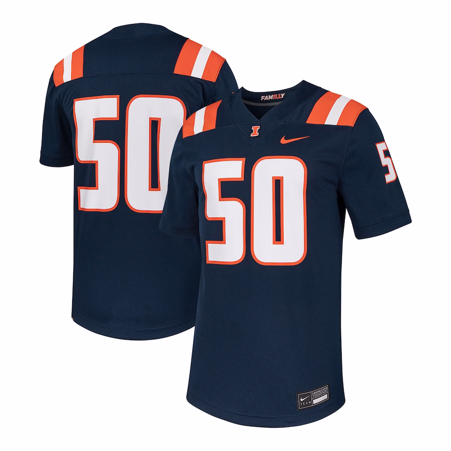 #50 Illinois Fighting Illini Nike Untouchable Football Replica Jersey - Navy - Puhuasuan