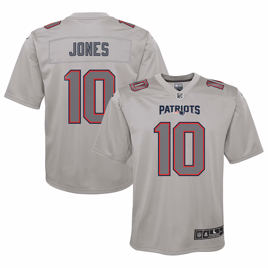 Youth New England Patriots Mac Jones Nike Gray Atmosphere Fashion Game Jersey - Puhuasuan