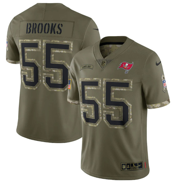 Men's Tampa Bay Buccaneers #55 Derrick Brooks 2022 Olive Salute To Service Limited Stitched Jersey - Puhuasuan