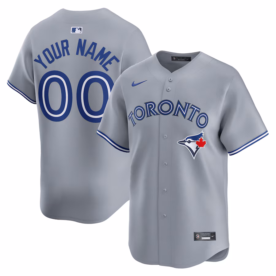 Men's Toronto Blue Jays  Nike Gray Away Limited Custom Jersey - Puhuasuan