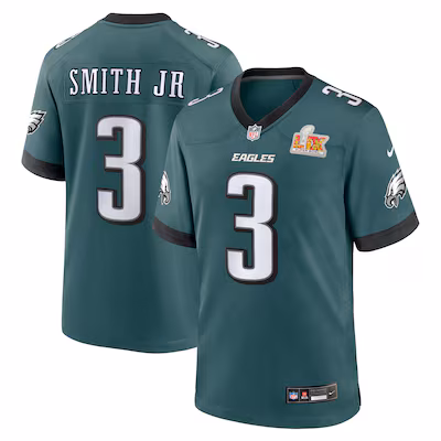 Men's Philadelphia Eagles Nolan Smith Nike Midnight Green Super Bowl LIX Game Player Jersey - Puhuasuan