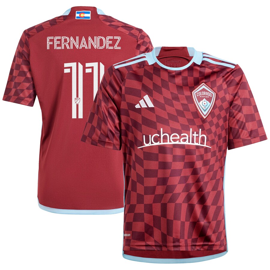 Youth Colorado Rapids Omir Fernandez adidas Burgundy 2024 One Flag Kit Replica Player Jersey - Puhuasuan