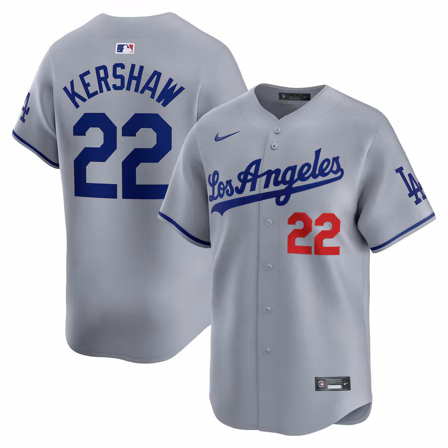 Men's Los Angeles Dodgers Clayton Kershaw Nike Gray Away Limited Player Jersey - Puhuasuan