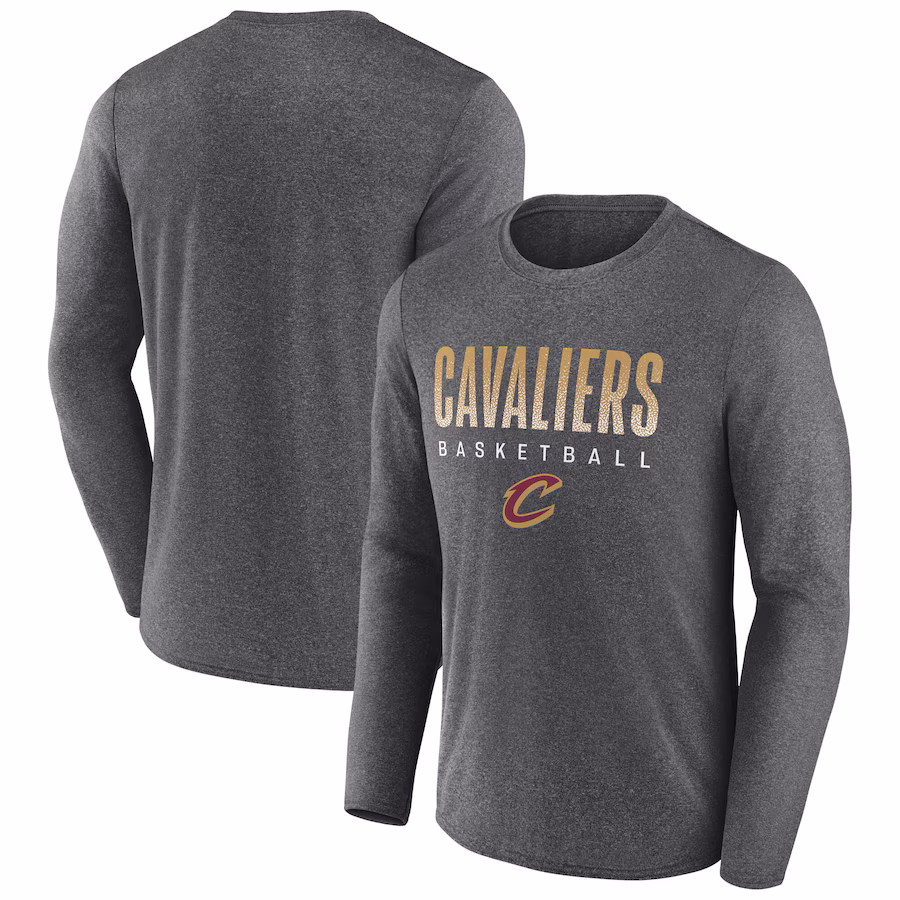 Men's Cleveland Cavaliers  Fanatics Heather Charcoal Iconic Where Legends Play Long Sleeve T-Shirt - Puhuasuan