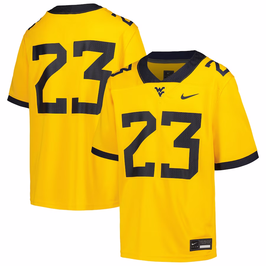 #23 West Virginia Mountaineers Nike Youth Football Game Jersey - Gold - Puhuasuan