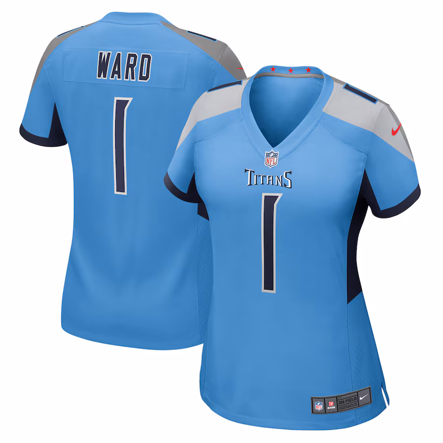 Women's Tennessee Titans Cameron Ward Nike Light Blue 2025 NFL Draft First Round Pick Game Jersey - Puhuasuan