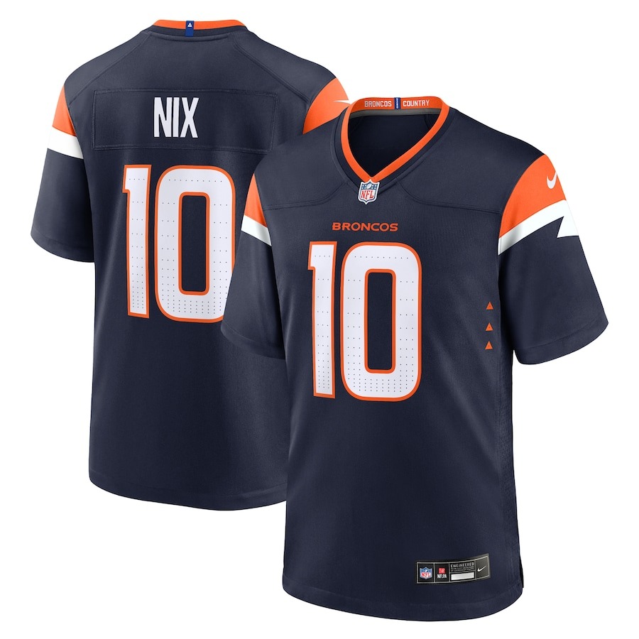 Men's Denver Broncos Bo Nix Nike  Navy Alternate Game Jersey - Puhuasuan