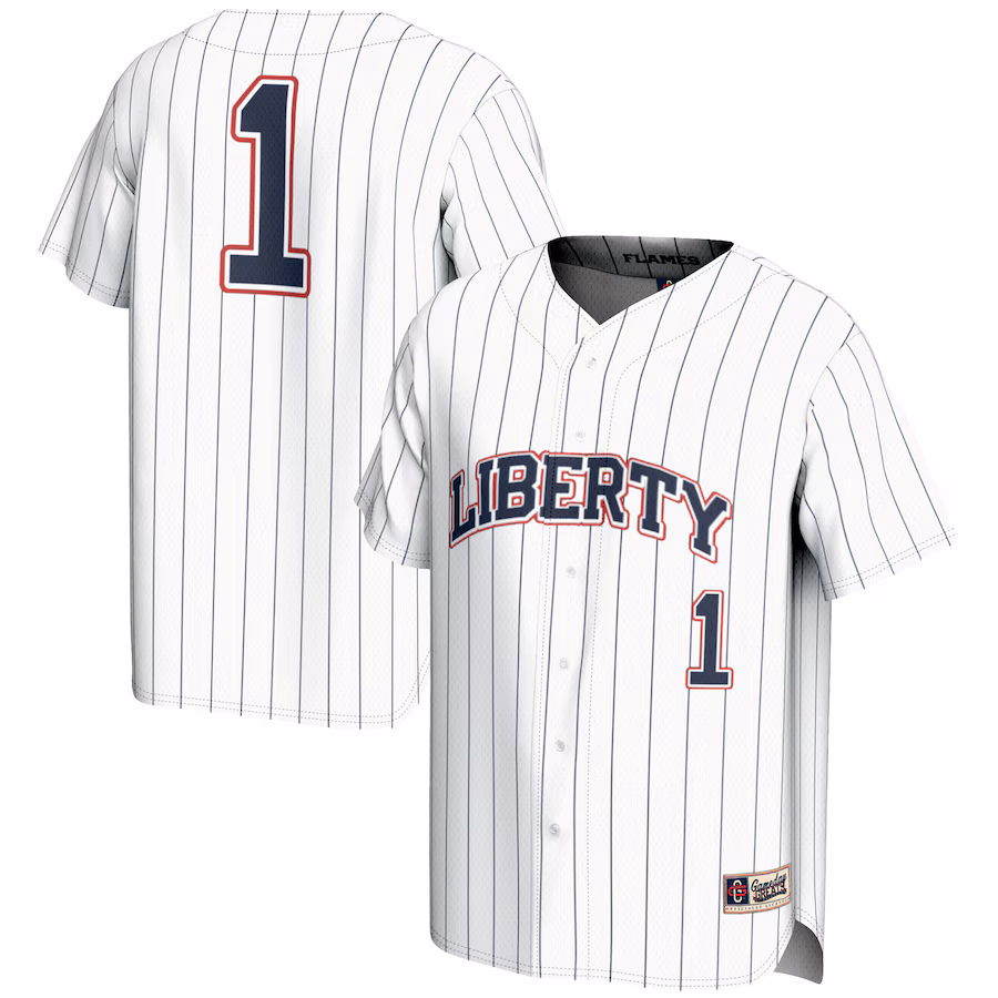 Youth GameDay Greats #1 White Liberty Flames Lightweight Baseball Fashion Jersey - Puhuasuan