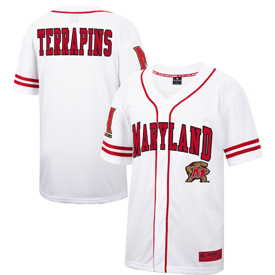 Men's Colosseum White Maryland Terrapins Free Spirited Mesh Button-Up Baseball Jersey - Puhuasuan