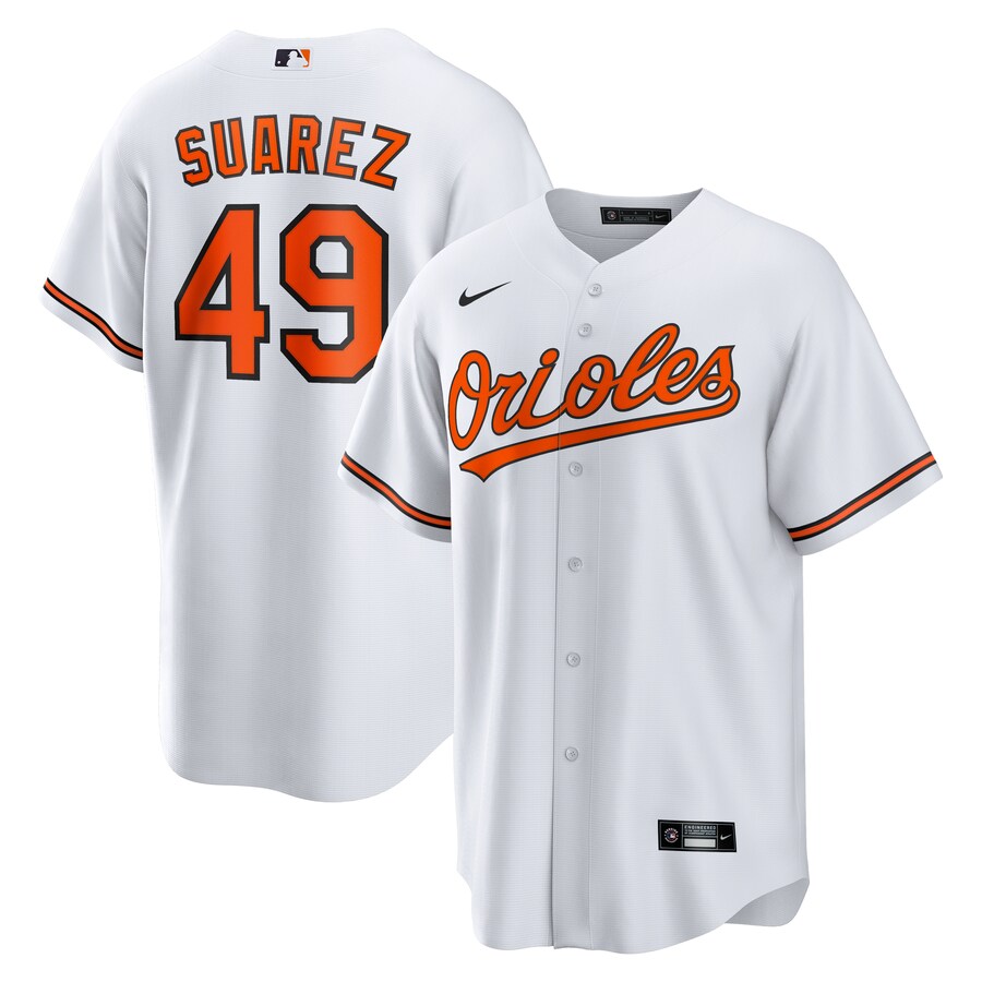 Men's Baltimore Orioles Albert Suarez Nike White Home Replica Jersey - Puhuasuan
