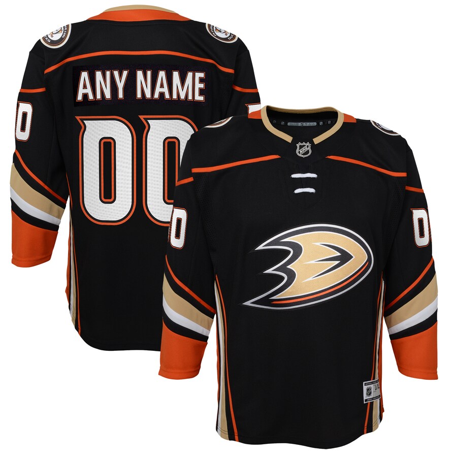 Youth Anaheim Ducks Black Home Premier Custom Jersey - Puhuasuan