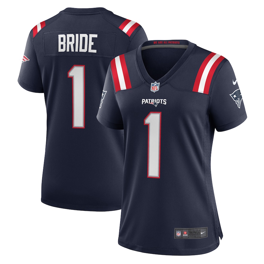 Women's New England Patriots Number 1 Bride Nike Navy Game Jersey - Puhuasuan