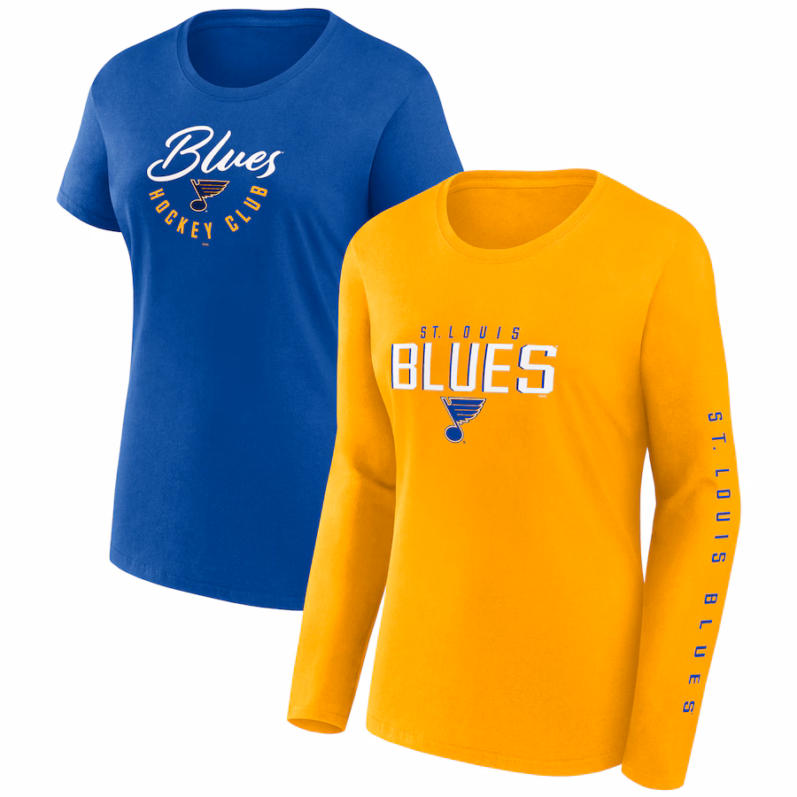Women's St. Louis Blues Fanatics Blue Long and Short Sleeve Two-Pack T-Shirt Set - Puhuasuan