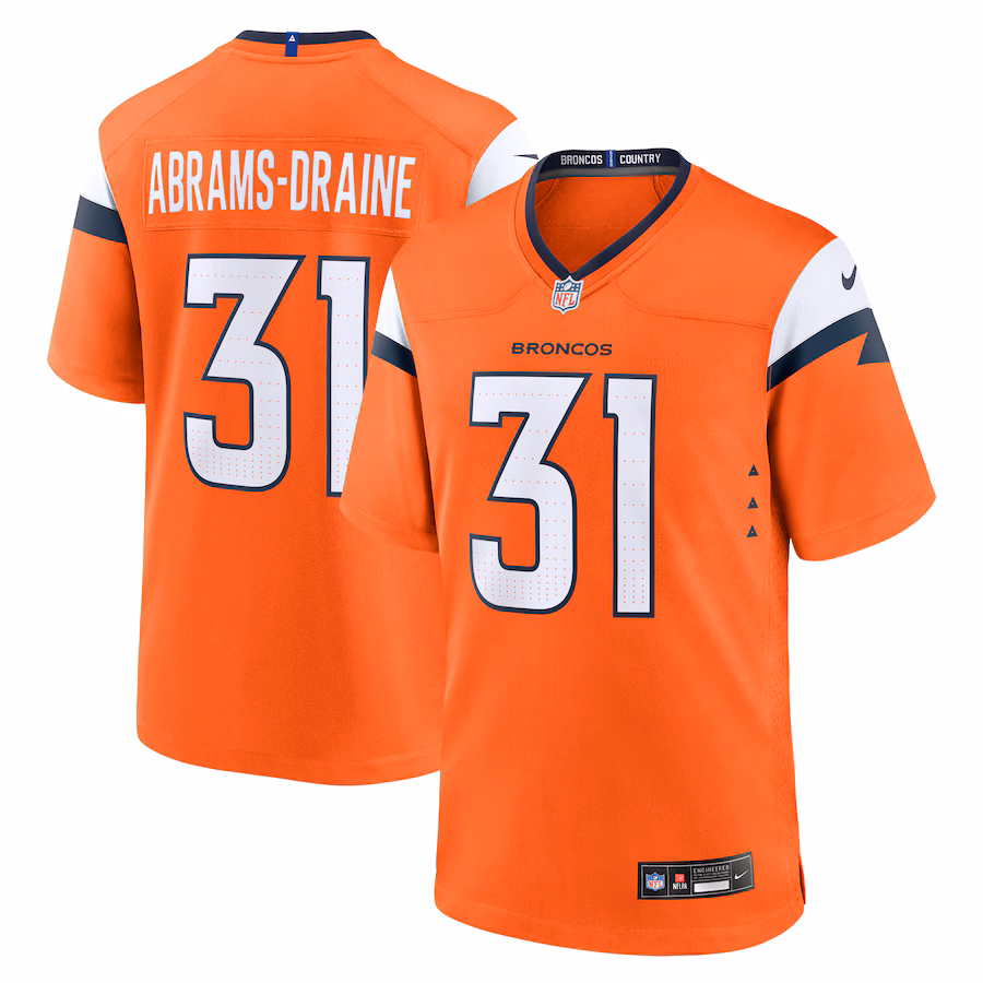 Men's Denver Broncos Kris Abrams-Draine Nike Orange Team Game Jersey - Puhuasuan