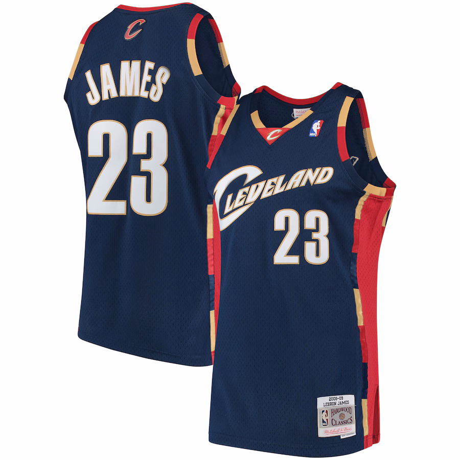 Men's Cleveland Cavaliers LeBron James Mitchell & Ness Navy Hardwood Classics Swingman Jersey - Puhuasuan