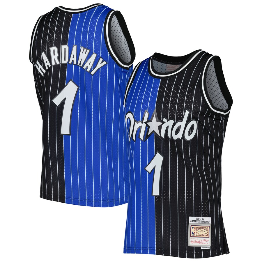 Men's Orlando Magic Penny Hardaway Mitchell & Ness Blue/Black Hardwood Classics 1994/95 Split Swingman Jersey - Puhuasuan