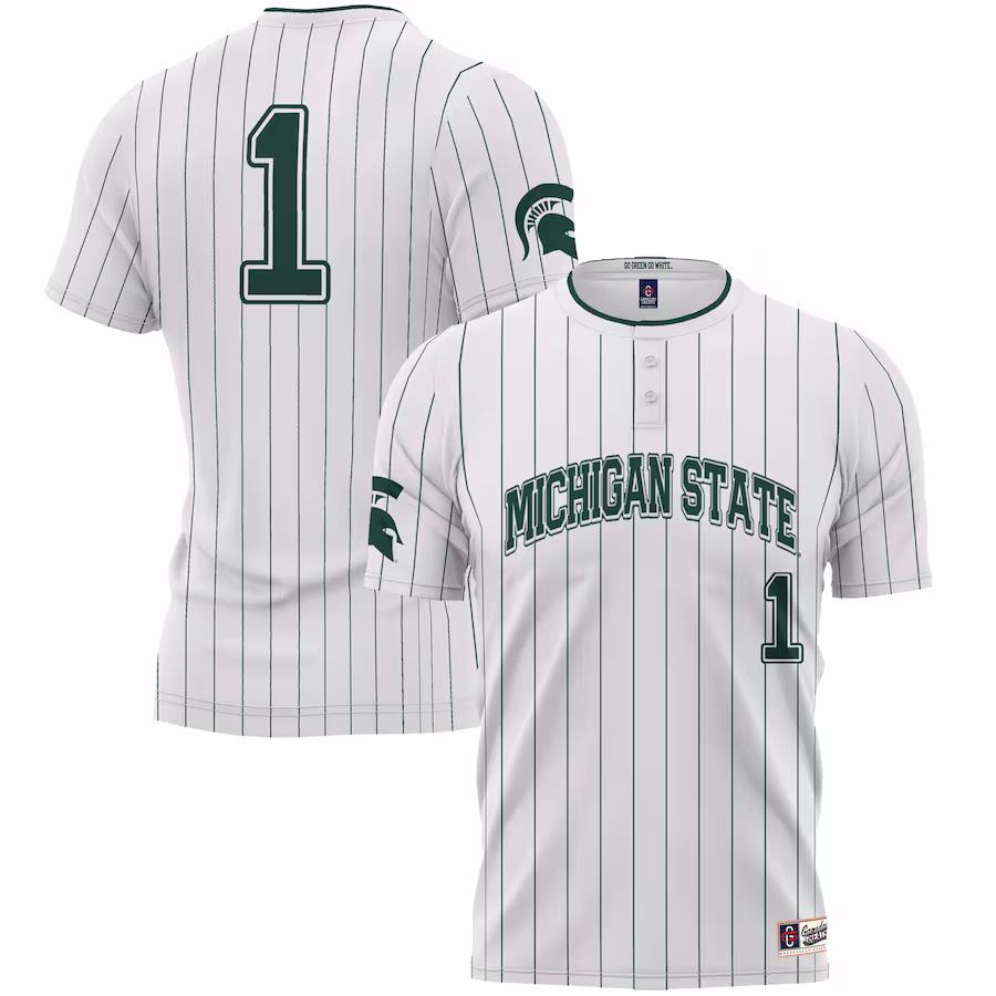 #1 Michigan State Spartans GameDay Greats Youth Lightweight Softball Jersey - White - Puhuasuan