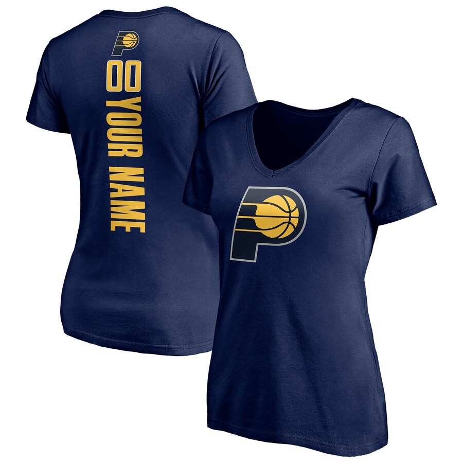 Women's Indiana Pacers Navy Playmaker Personalized Name & Number V-Neck T-Shirt - Puhuasuan