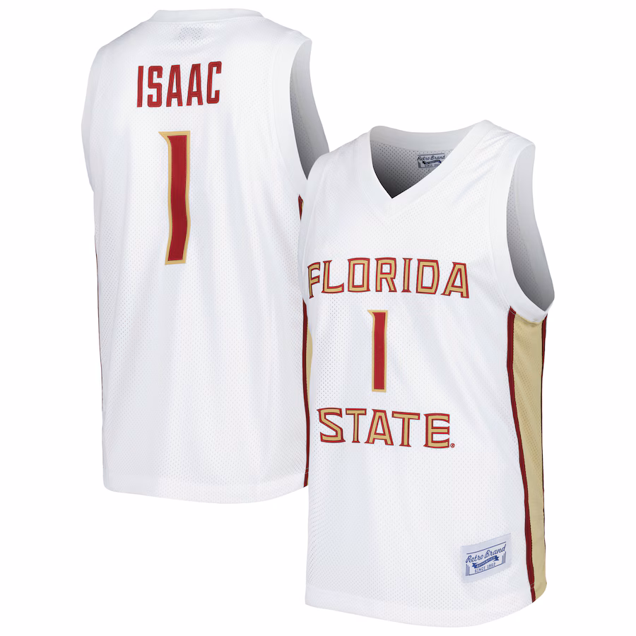 Men's Original Retro Brand Jonathan Isaac White Florida State Seminoles Alumni Commemorative Replica Basketball Jersey - Puhuasuan