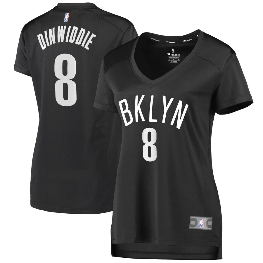 Women's Brooklyn Nets Spencer Dinwiddie Fanatics Black Fast Break Player Jersey - Statement Edition - Puhuasuan