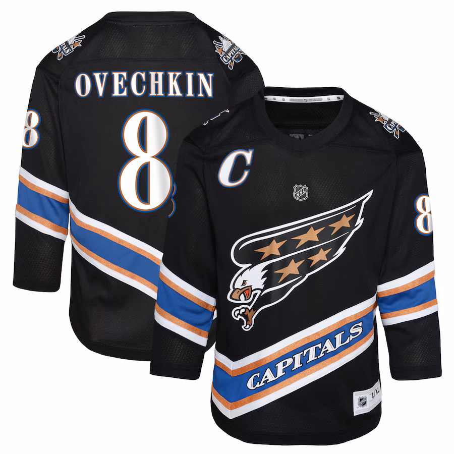 Youth Washington Capitals Alexander Ovechkin Black Alternate 50th Anniversary Replica Jersey - Puhuasuan