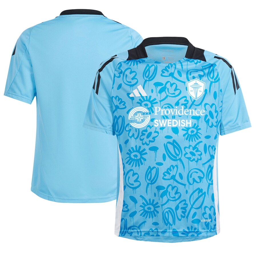 Youth Seattle Sounders FC adidas Blue 2024 One Planet Pre-Match Top - Puhuasuan