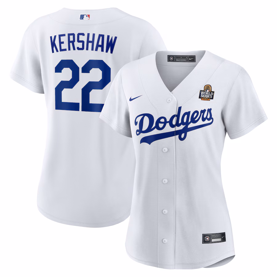 Women's Los Angeles Dodgers Clayton Kershaw Nike White 2024 World Series Home Home Replica Jersey - Puhuasuan