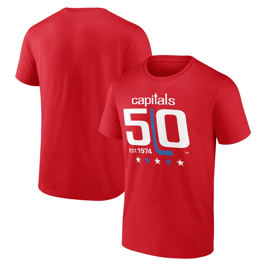 Men's Washington Capitals Red 50th Anniversary T-Shirt - Puhuasuan