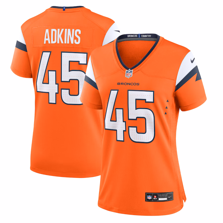 Women's Denver Broncos Nate Adkins Nike Orange Team Game Jersey - Puhuasuan