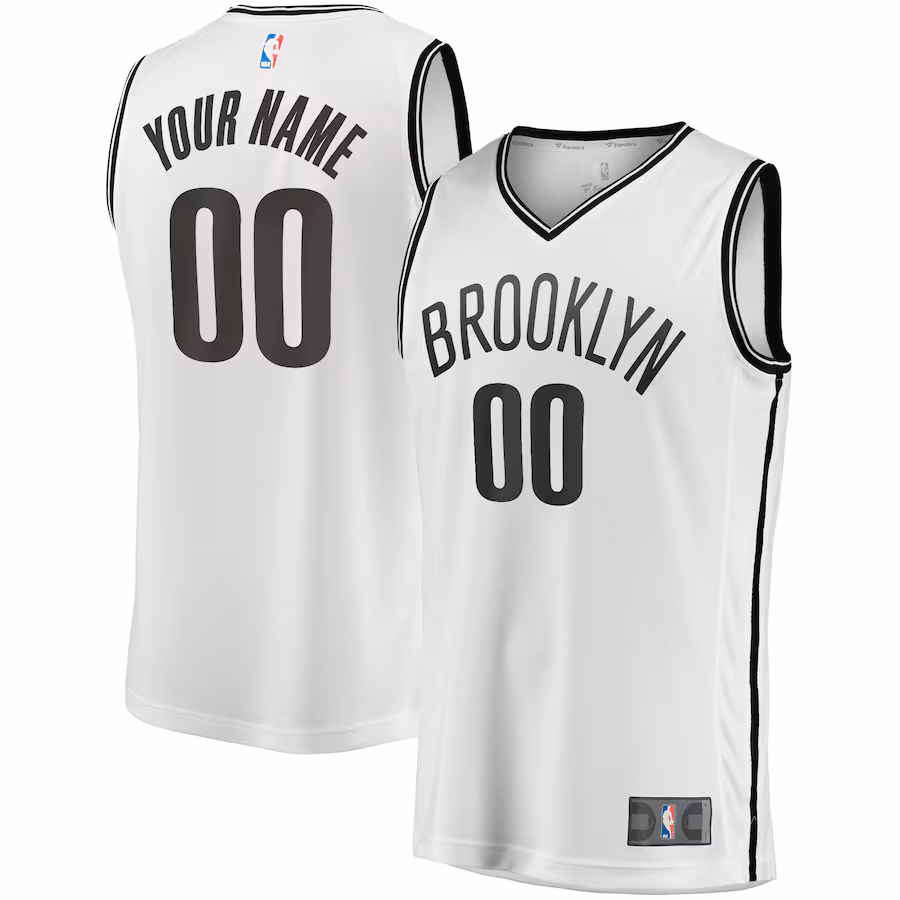 Men's Brooklyn Nets Fanatics White Fast Break Custom Replica Jersey - Association Edition - Puhuasuan