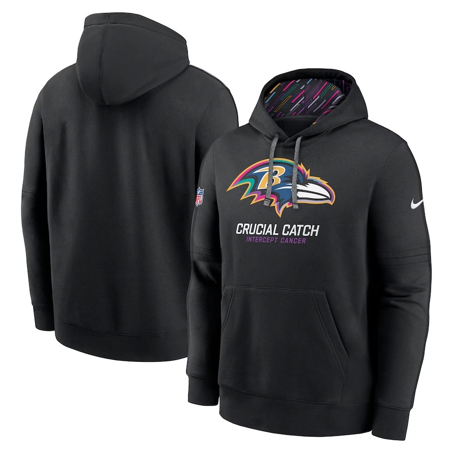 Men's Baltimore Ravens Nike Black 2024 NFL Crucial Catch Club Pullover Hoodie - Puhuasuan
