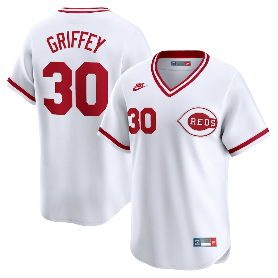 Men's Cincinnati Reds Ken Griffey Nike White Throwback Cooperstown Limited Jersey - Puhuasuan