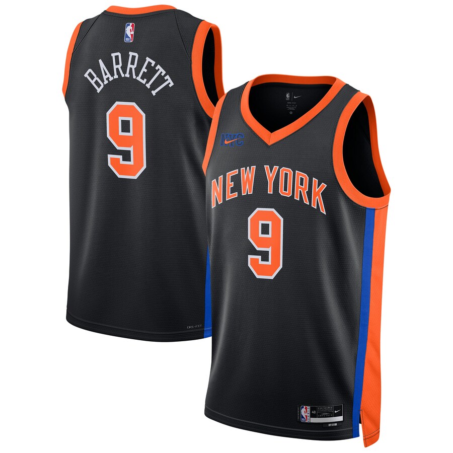 Unisex New York Knicks RJ Barrett Nike Black 2022/23 Swingman Jersey - City Edition - Puhuasuan