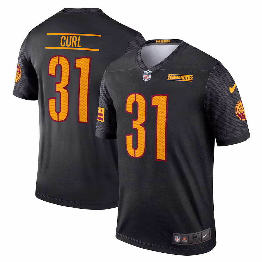 Men's Washington Commanders Kamren Curl Nike Black Alternate Legend Player Performance Top - Puhuasuan