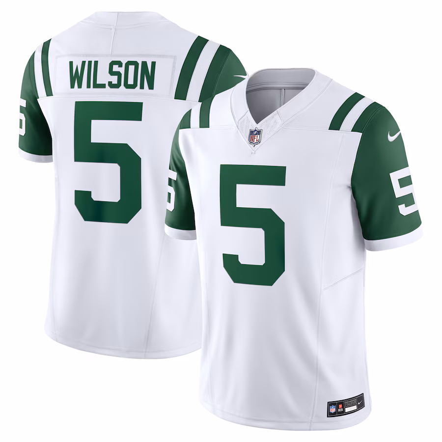 Men's New York Jets Garrett Wilson Nike White Classic Alternate Vapor F.U.S.E. Limited Jersey - Puhuasuan