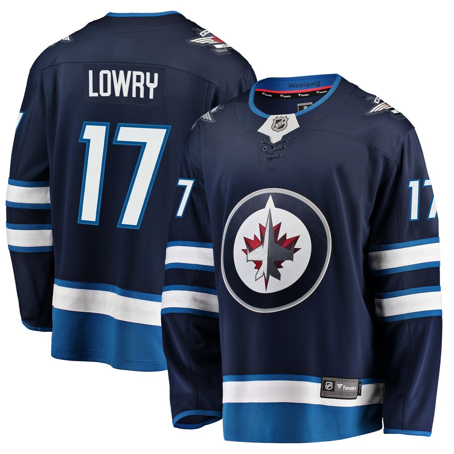 Men's Winnipeg Jets Adam Lowry Fanatics Branded Navy Breakaway Replica Jersey - Puhuasuan