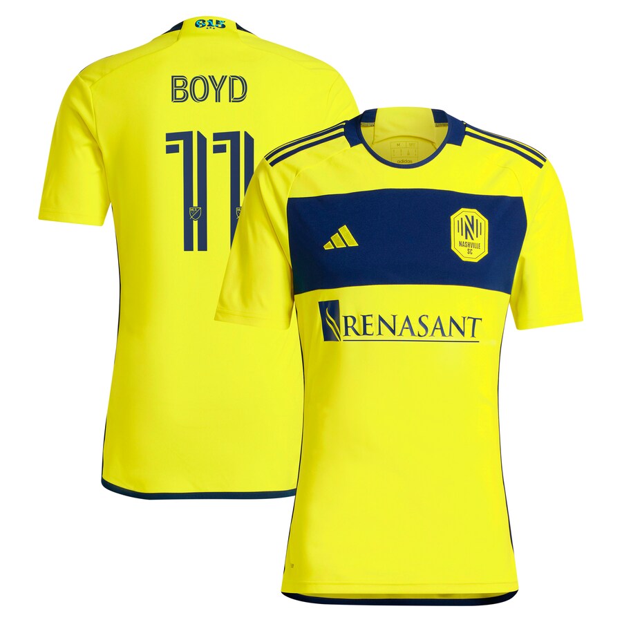 Men's Nashville SC Tyler Boyd adidas Yellow 2024 The 615 Kit Replica Player Jersey - Puhuasuan