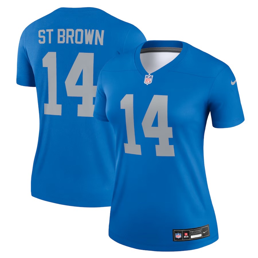Women's Detroit Lions Amon-Ra St. Brown Nike Blue Alternate Legend Player Performance Top - Puhuasuan