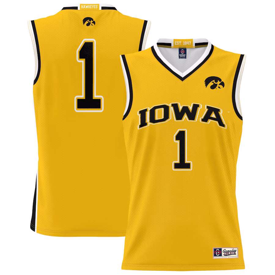 #1 Iowa Hawkeyes GameDay Greats Unisex Lightweight Basketball Jersey - Gold - Puhuasuan