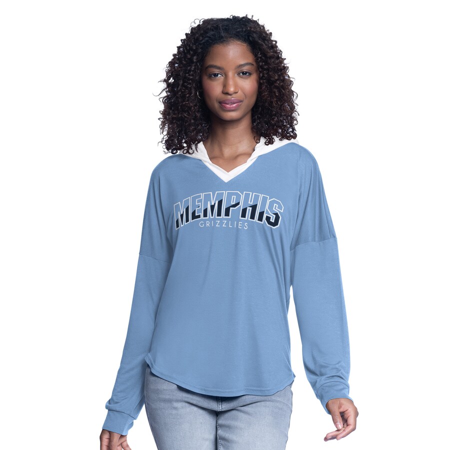 Women's Memphis Grizzlies G-III 4Her by Carl Banks Light Blue Bench Player Oversized Long Sleeve Hooded Top - Puhuasuan