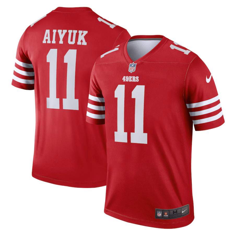 Men's San Francisco 49ers Brandon Aiyuk Nike Scarlet Team Legend Player Performance Top - Puhuasuan