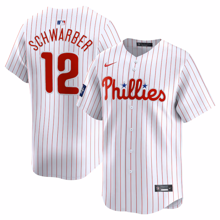 Men's Philadelphia Phillies Kyle Schwarber Nike White 2024 MLB World Tour London Series Home Limited Player Jersey - Puhuasuan