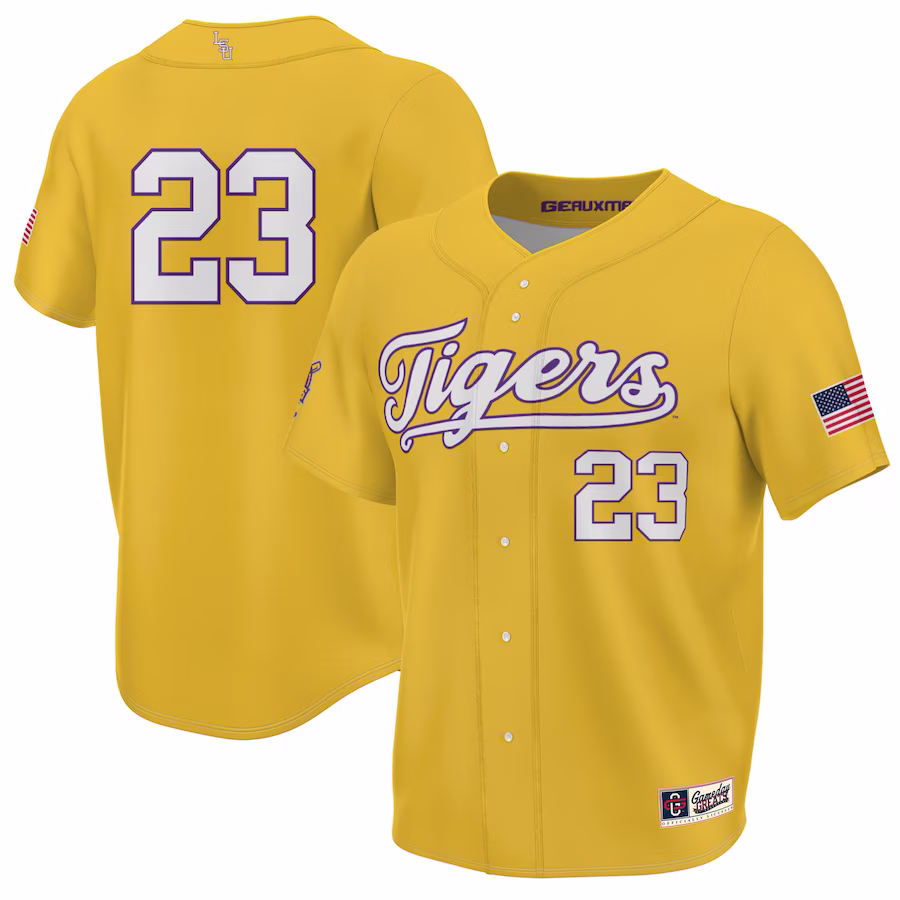 #23 LSU Tigers GameDay Greats Youth 2023 NCAA Baseball College World Series Champions Lightweight Jersey - Gold - Puhuasuan