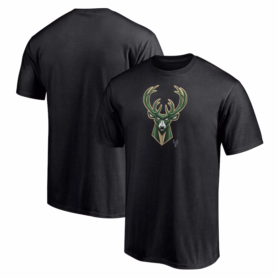 Men's Milwaukee Bucks  Black Midnight Mascot T-Shirt - Puhuasuan