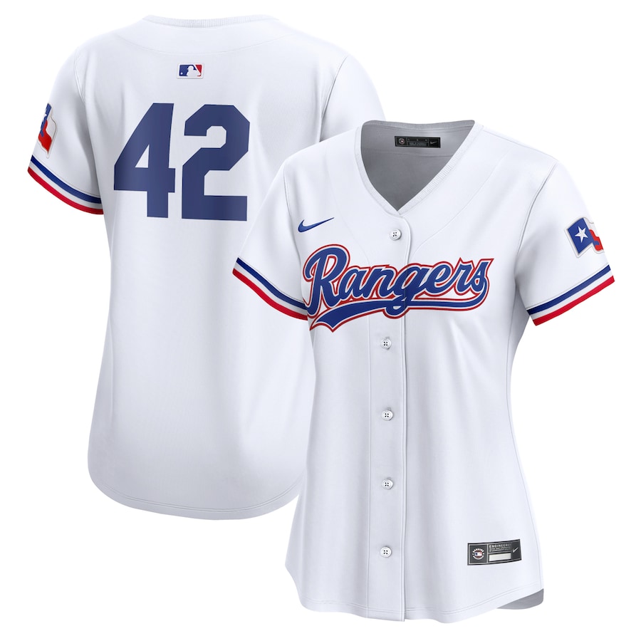 Women's Texas Rangers  Nike White 2024 Jackie Robinson Day Home Limited Jersey - Puhuasuan