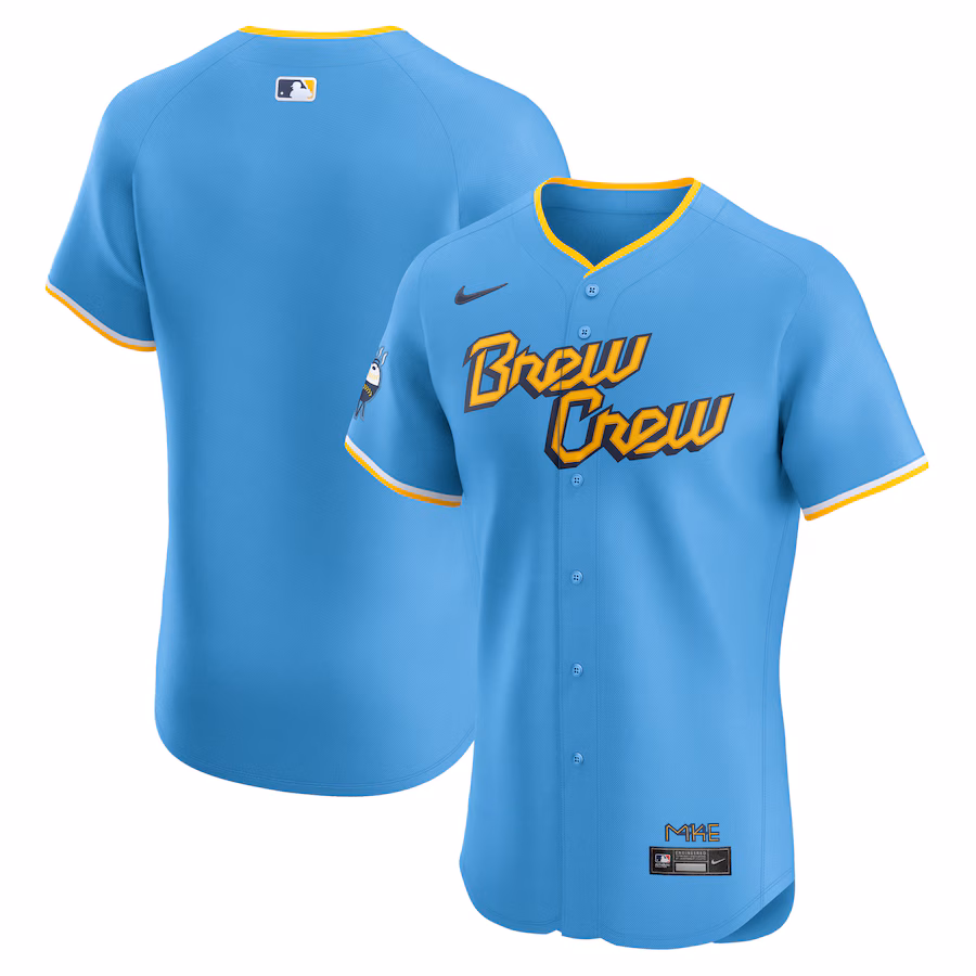 Men's Milwaukee Brewers  Nike Powder Blue City Connect Elite Jersey - Puhuasuan