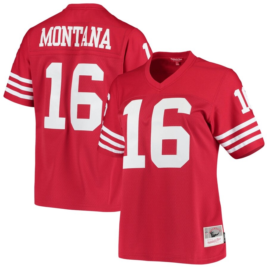 Women's San Francisco 49ers Joe Montana Mitchell & Ness Scarlet 1990 Legacy Replica Jersey - Puhuasuan