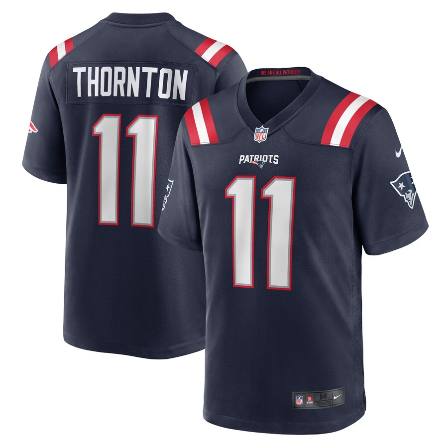 Men's New England Patriots Tyquan Thornton Nike Navy Game Player Jersey - Puhuasuan
